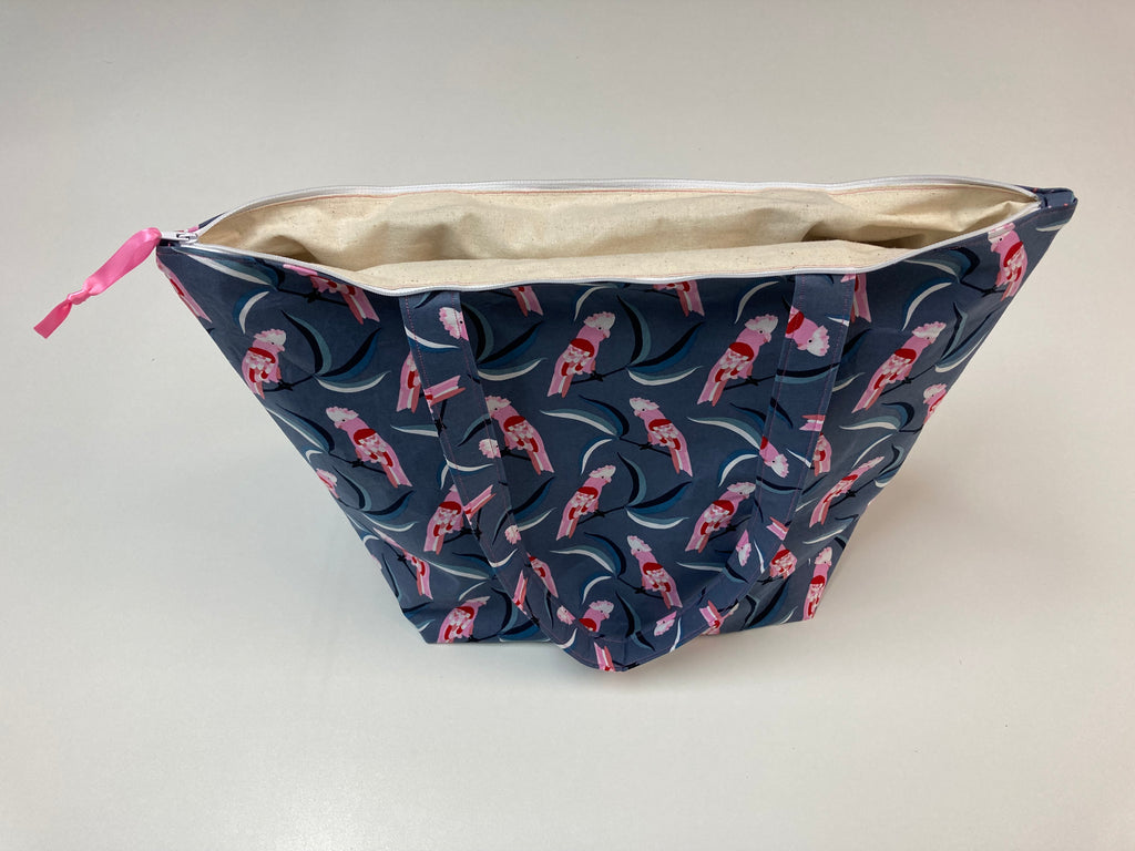 Large Tote Bag with Zip - Galahs
