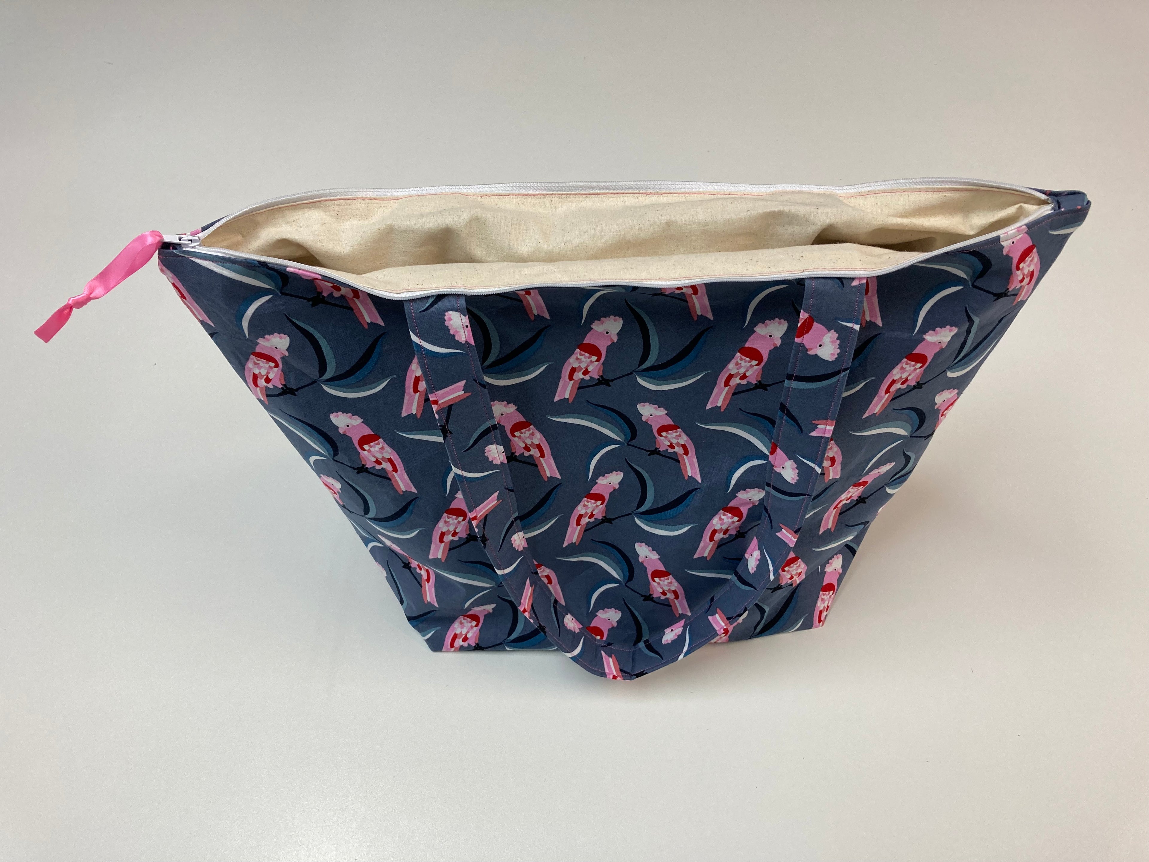 Large Tote Bag with Zip - Galahs