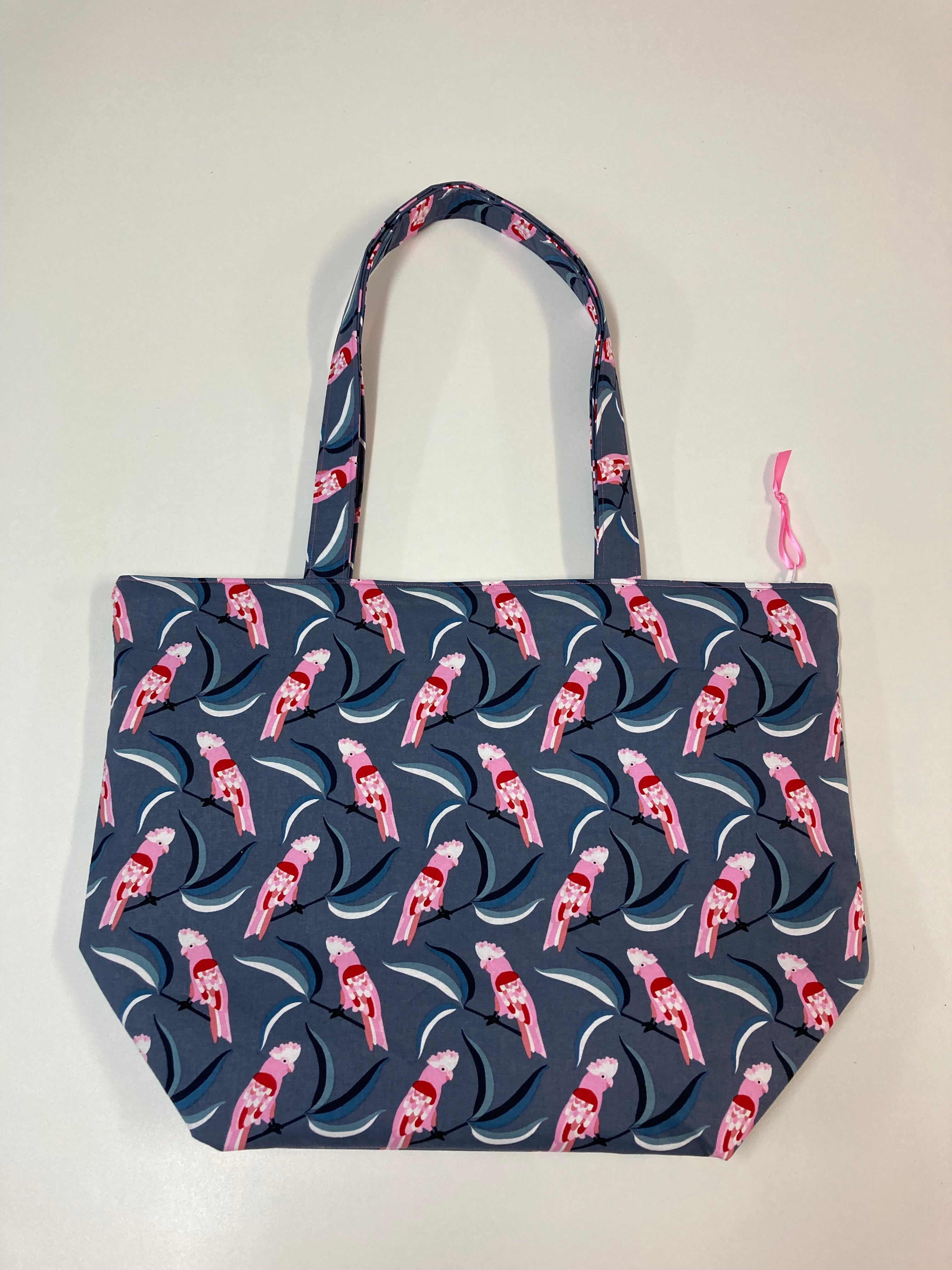 Large Tote Bag with Zip - Galahs