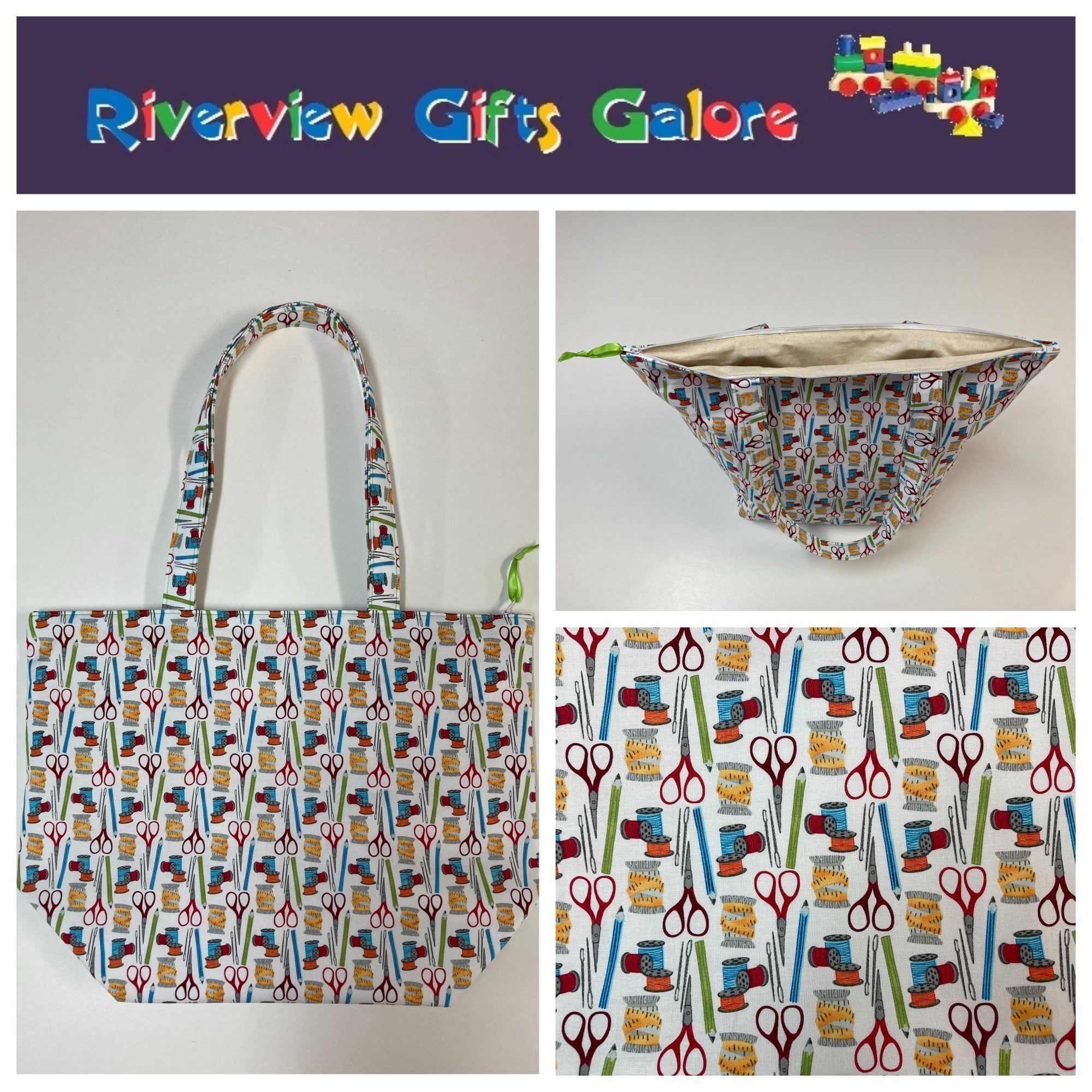 Large Tote Bag with Zip - Sewing