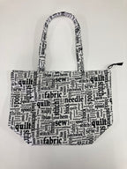 Large Tote Bag with Zip - Sewing Words on White