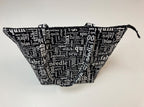 Large Tote Bag with Zip - Sewing Words on Black