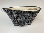 Large Tote Bag with Zip - Sewing Words on Black