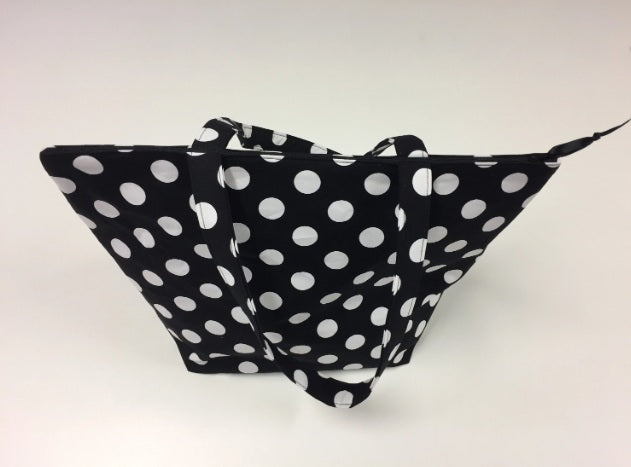 Large Tote Bag with Zip - Black Spot