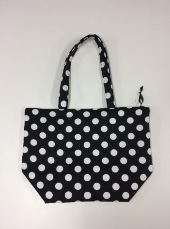 Large Tote Bag with Zip - Black Spot