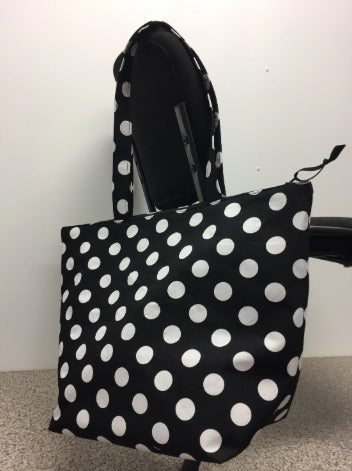 Large Tote Bag with Zip - Black Spot