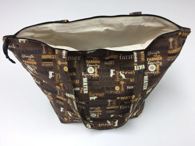 Large Tote Bag with Zip - Farmers Fighting Spirit - Words