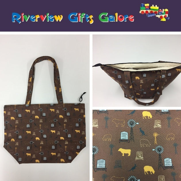Large Tote Bag with Zip - Farmers Fighting Spirit - Animals
