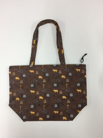 Large Tote Bag with Zip - Farmers Fighting Spirit - Animals