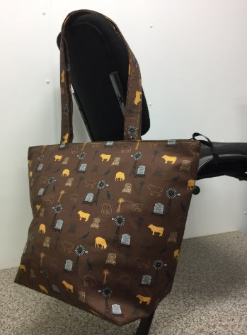 Large Tote Bag with Zip - Farmers Fighting Spirit - Animals