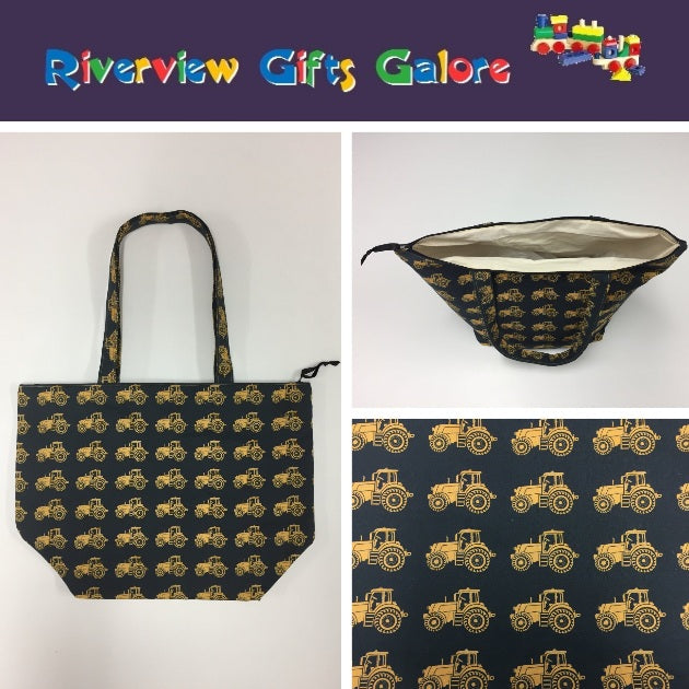 Large Tote Bag with Zip - Farmers Fighting Spirit - Tractors