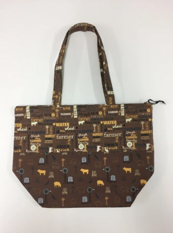 Large Tote Bag with Zip - Farmers Fighting Spirit - Words and Animals
