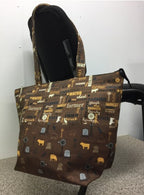 Large Tote Bag with Zip - Farmers Fighting Spirit - Words and Animals