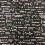 Large Tote Bag with Zip - Farm Sweet Farm - Charcoal