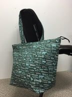 Large Tote Bag with Zip - Farm Sweet Farm - Teal