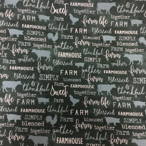 Large Tote Bag with Zip - Farm Sweet Farm - Teal
