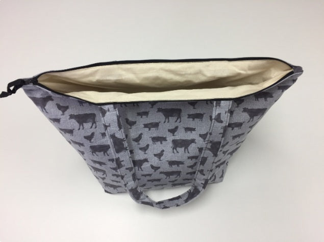 Large Tote Bag with Zip - Farm Sweet Farm - Animals