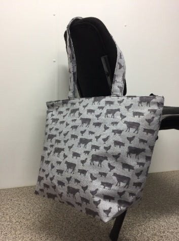 Large Tote Bag with Zip - Farm Sweet Farm - Animals