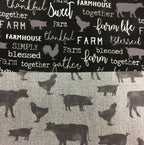 Large Tote Bag with Zip - Farm Sweet Farm - Charcoal and Animals