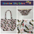 Large Tote Bag with Zip - Black Cockatoo