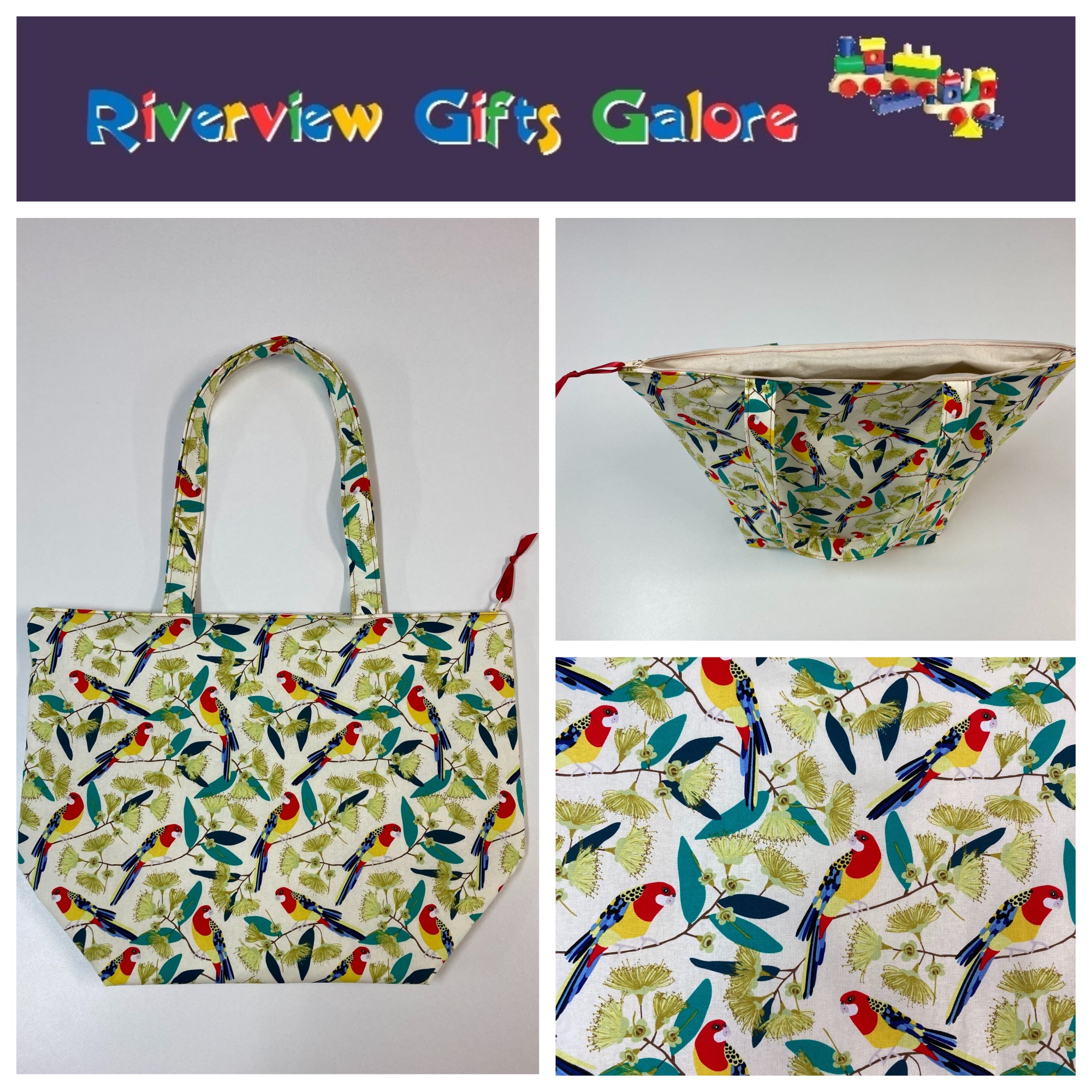 Large Tote Bag with Zip - Rosella