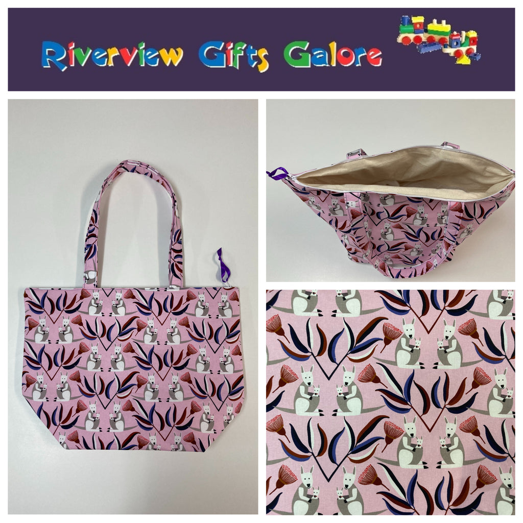 Large Tote Bag with Zip - Kangaroo