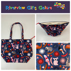 Large Tote Bag with Zip - Australian Animals on Navy