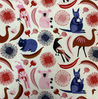 Large Tote Bag with Zip - Australian Animals on White