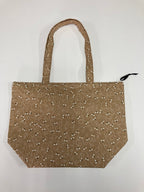 Large Tote Bag with Zip - Bees on Taupe