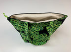 Large Tote Bag with Zip - Leaves on Black