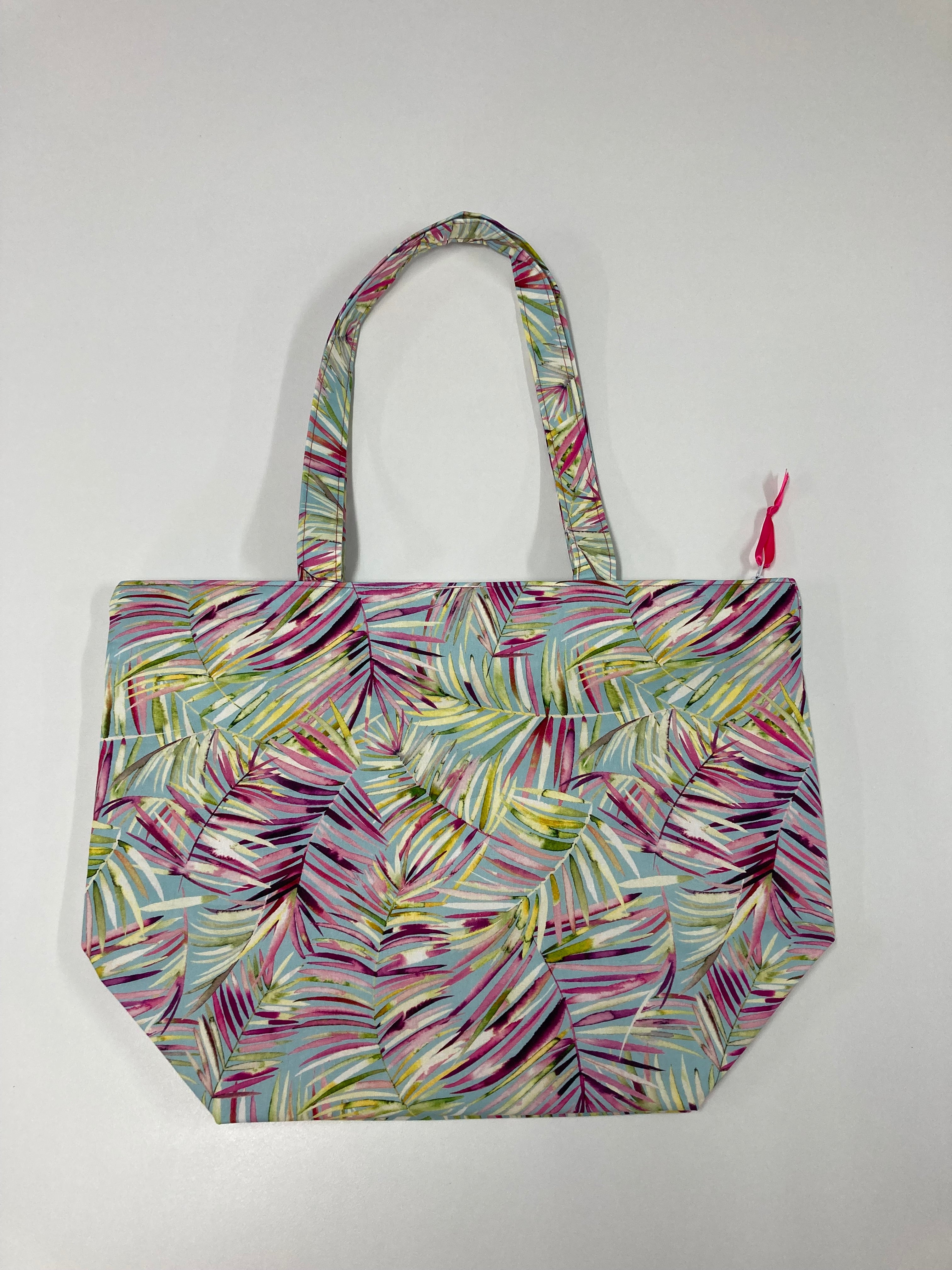 Large Tote Bag with Zip - Rainbow Ferns
