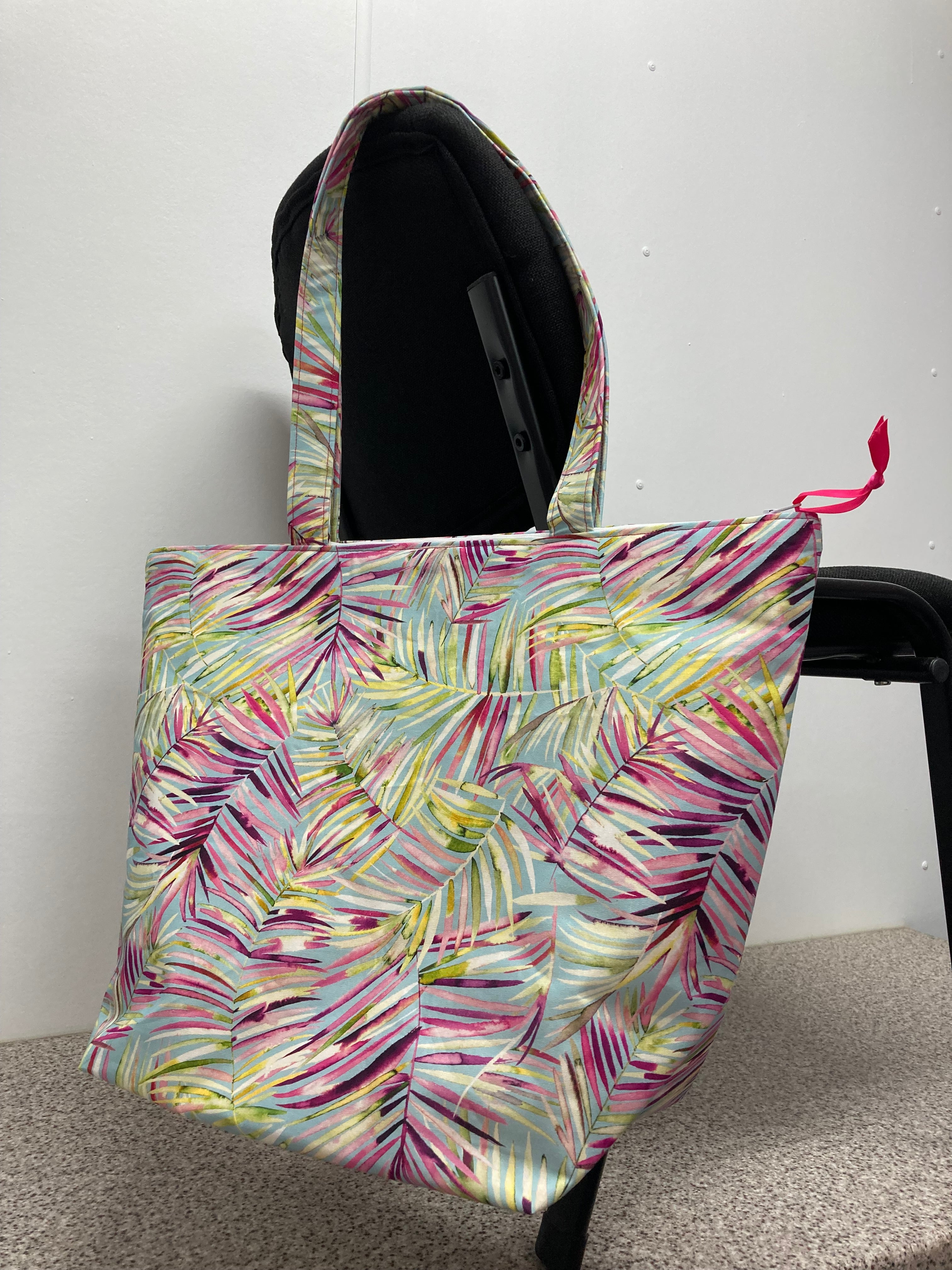 Large Tote Bag with Zip - Rainbow Ferns