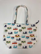 Large Tote Bag with Zip - Caravans