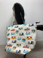 Large Tote Bag with Zip - Caravans