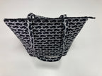 Large Tote Bag with Zip - Black Cats on Dark Grey