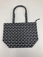 Large Tote Bag with Zip - Black Cats on Dark Grey