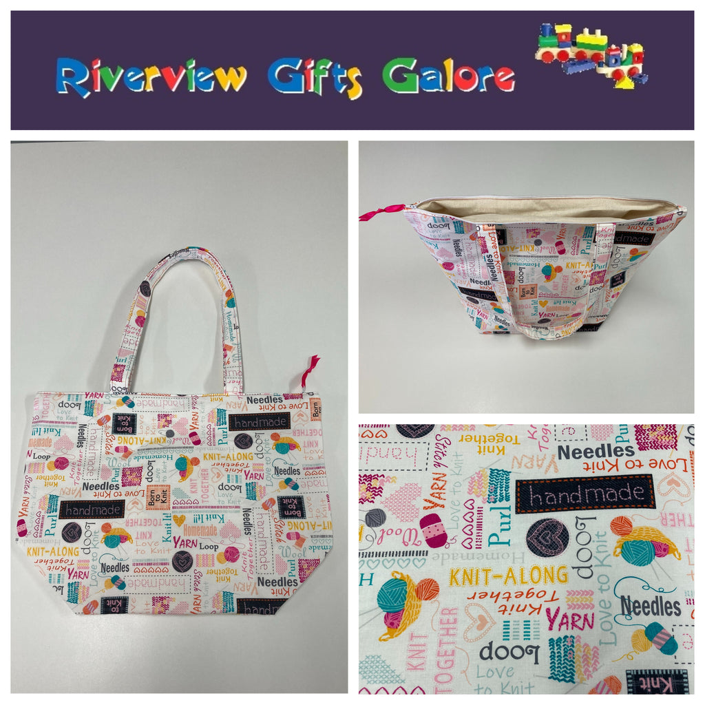 Large Tote Bag with Zip - Words to Knit By