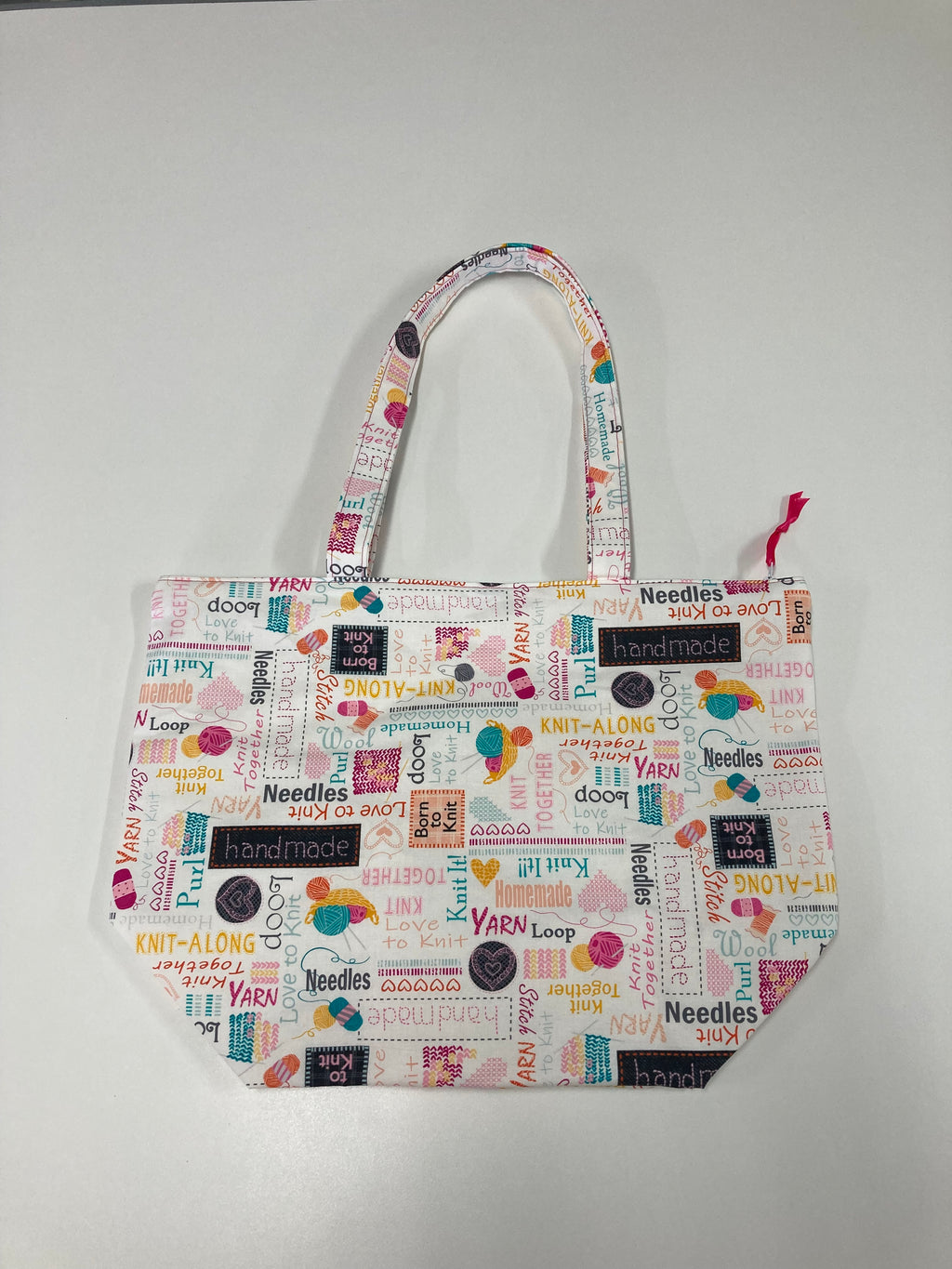 Large Tote Bag with Zip - Words to Knit By
