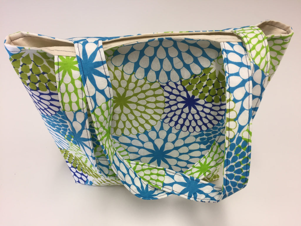 Medium Tote Bag - Blue Green Pattern