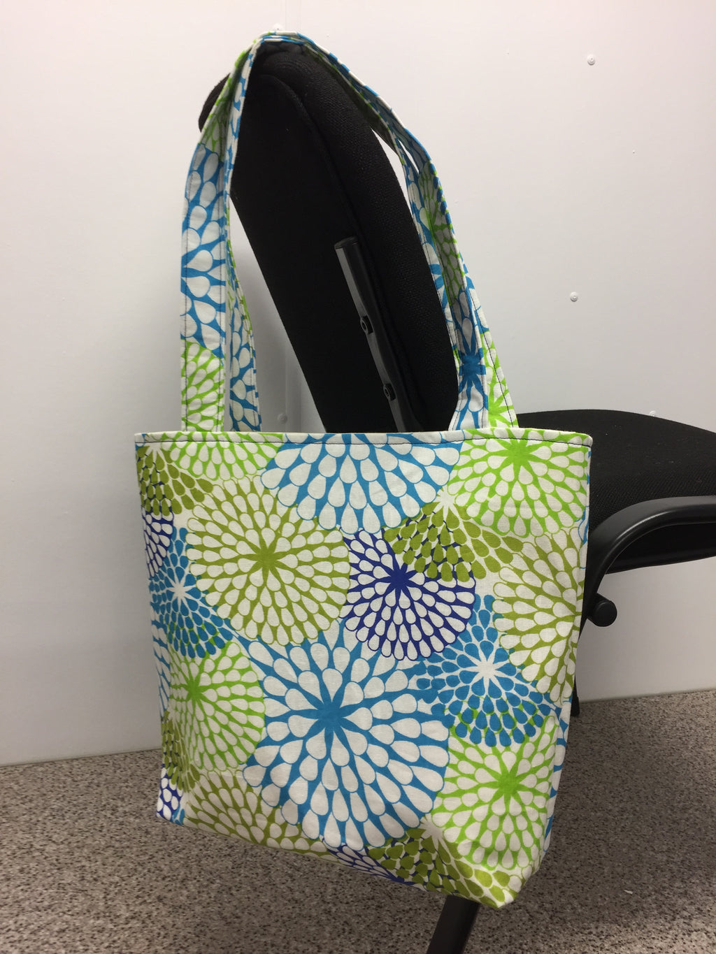 Medium Tote Bag - Blue Green Pattern