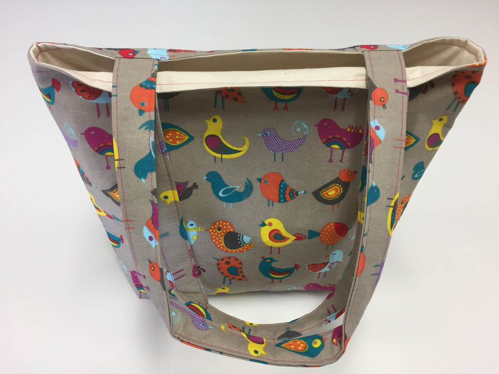 Medium Tote Bag - Birds Taupe