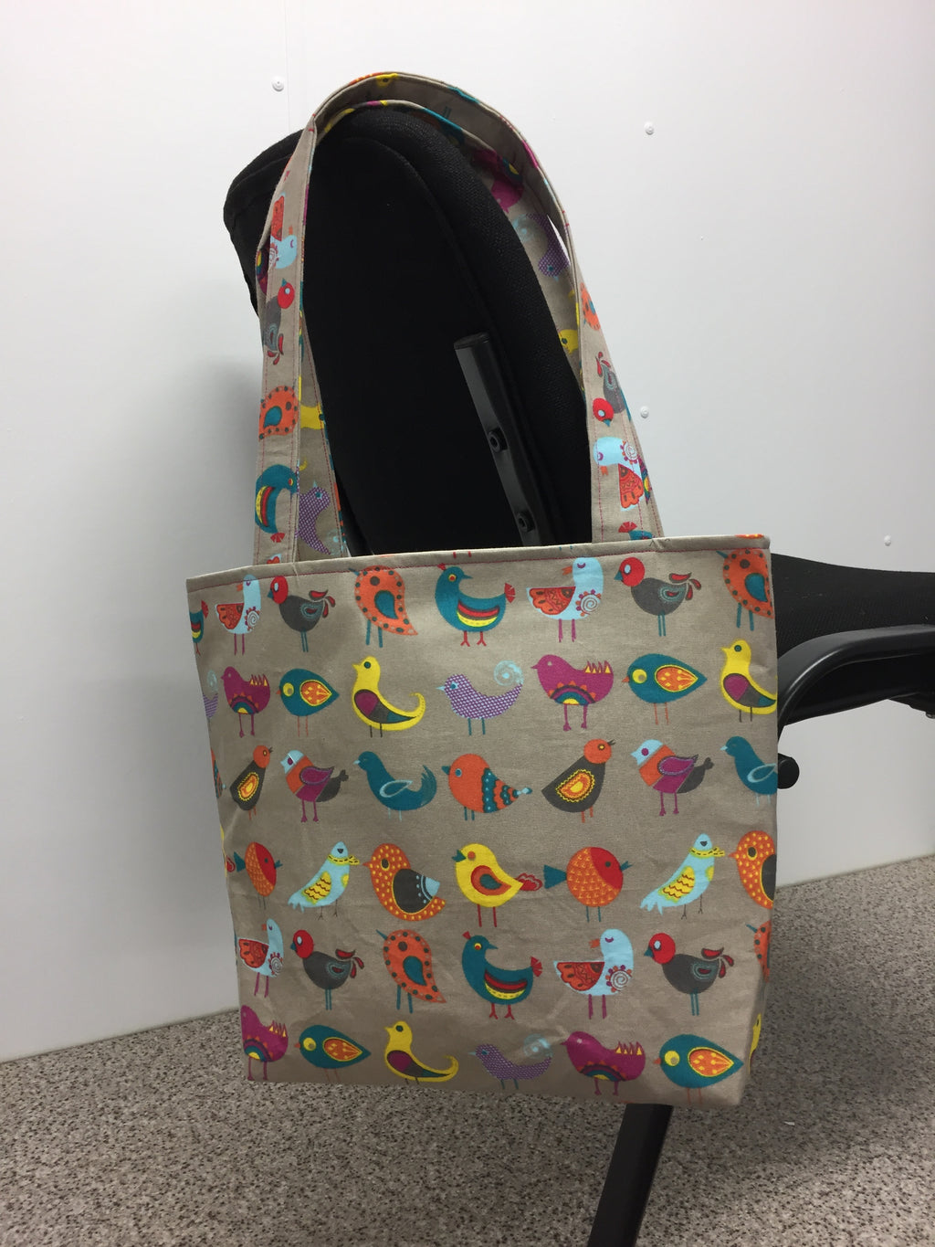Medium Tote Bag - Birds Taupe