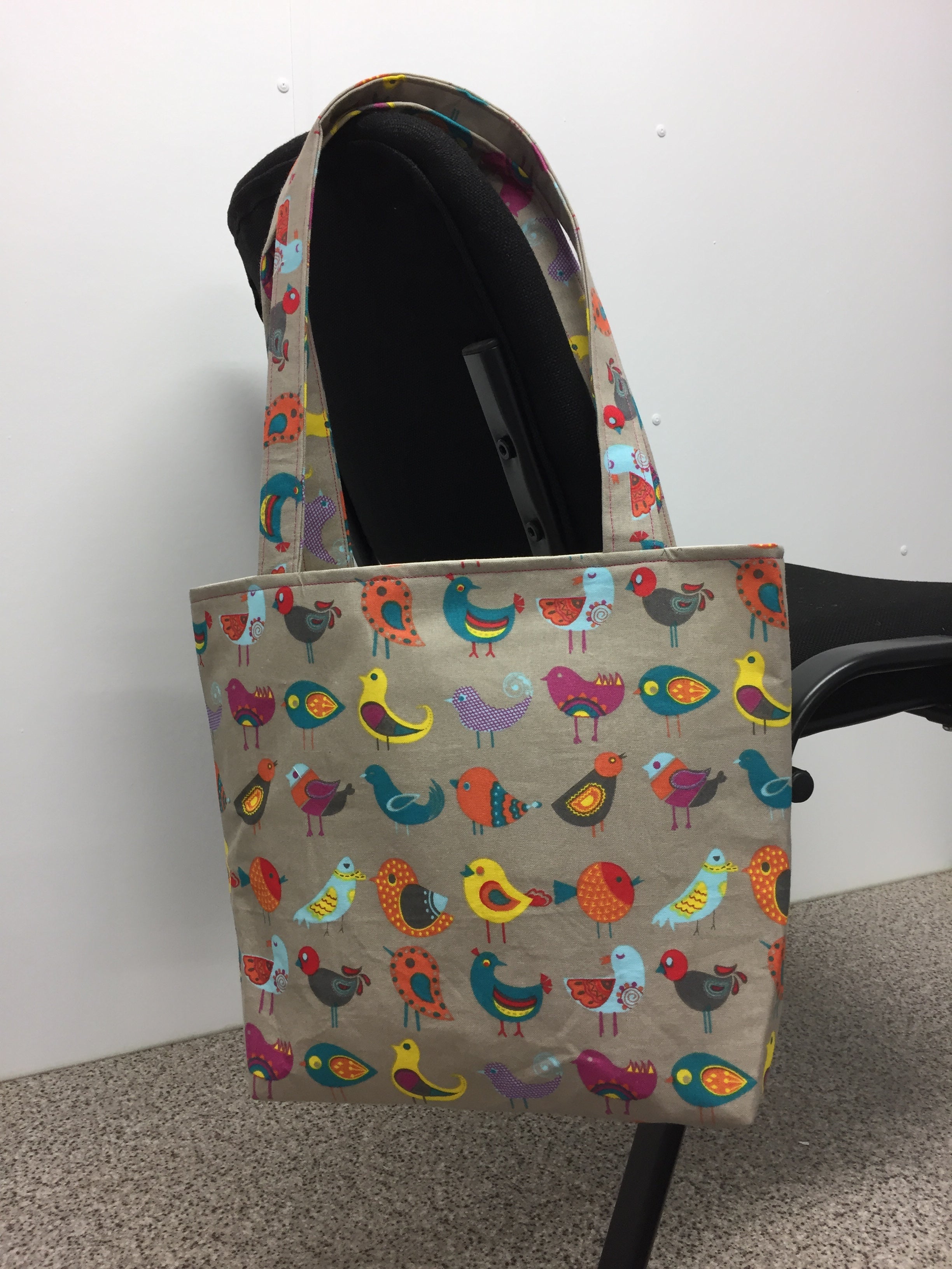 Medium Tote Bag - Birds Taupe