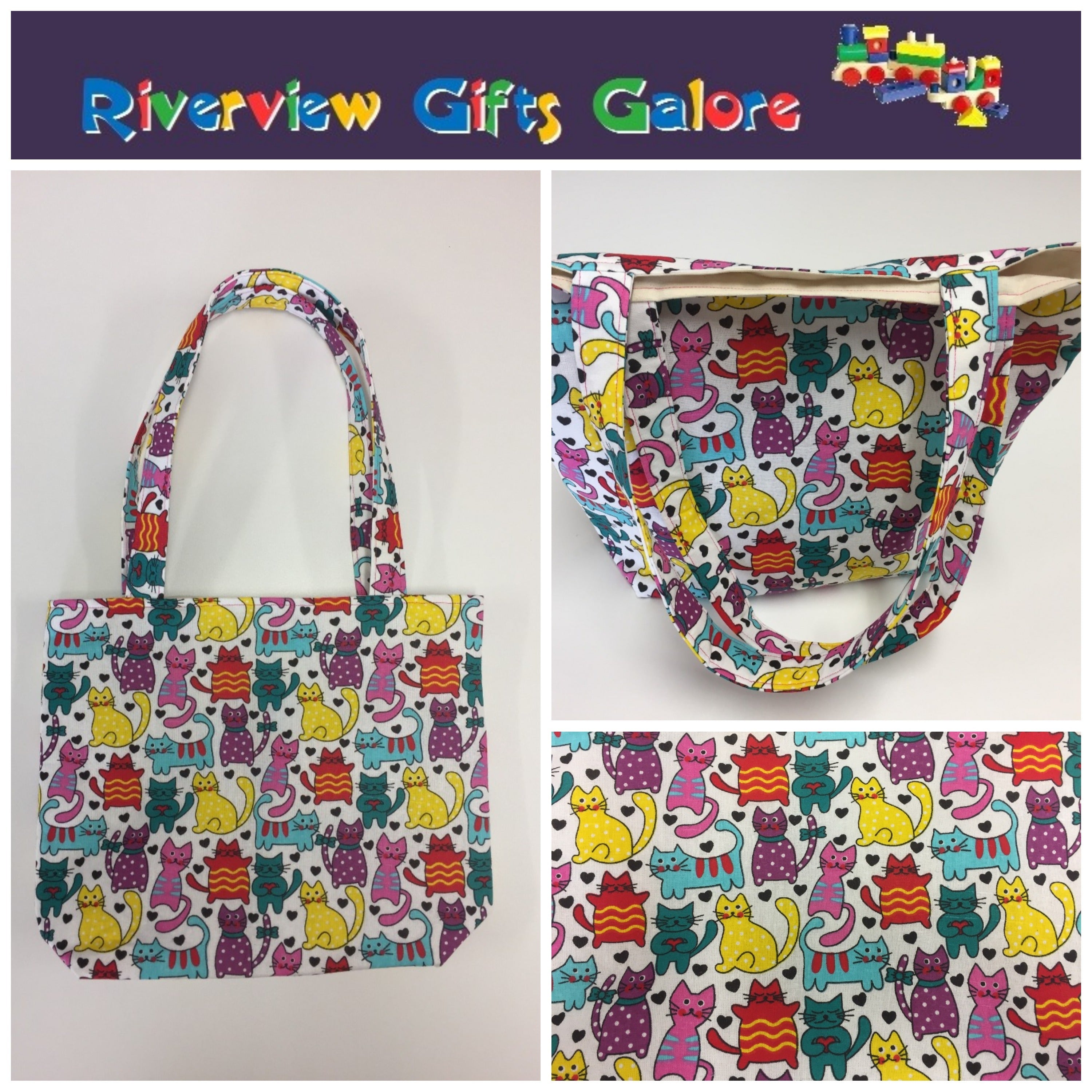 Medium Tote Bag - Multi Coloured Cats