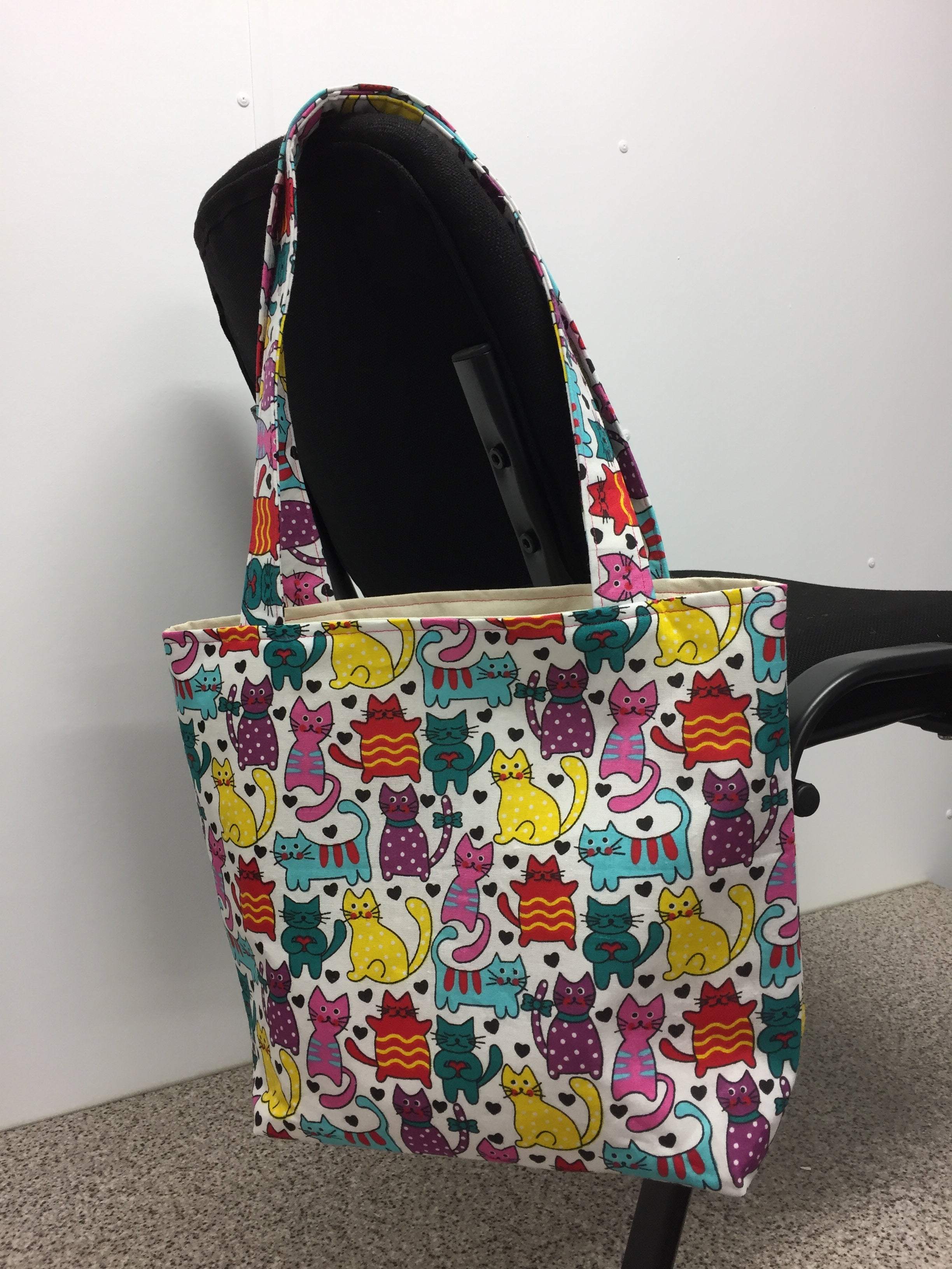 Medium Tote Bag - Multi Coloured Cats