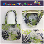 Medium Tote Bag - Lime Grey Flowers