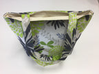Medium Tote Bag - Lime Grey Flowers