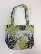 Medium Tote Bag - Lime Grey Flowers