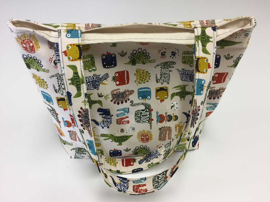 Medium Tote Bag - Dinosaur Cream