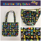 Medium Tote Bag - Dinosaur Black